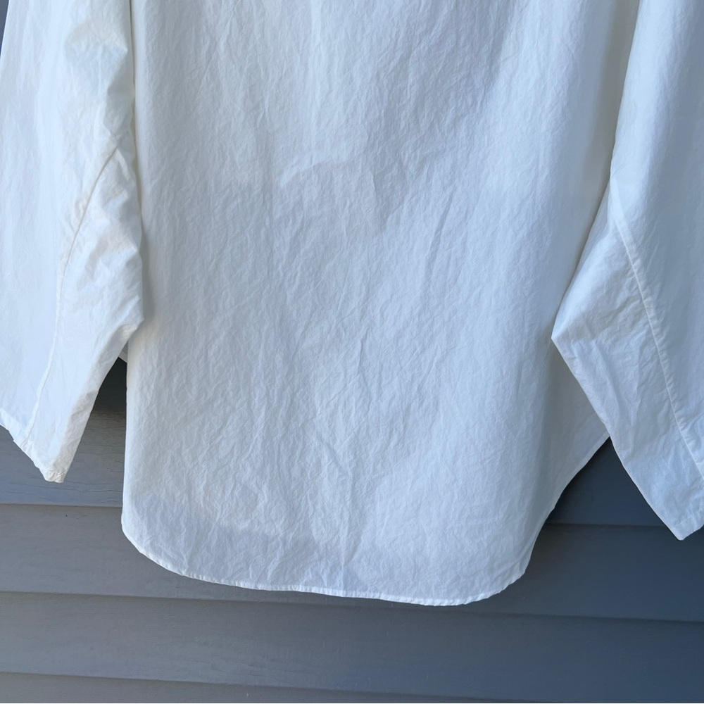 Modern Weaving Popover Poplin Top Pocket Parchment Off-White Womens XL Normcore - Picture 10 of 16
